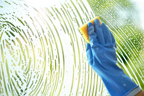 Carpet cleaning team working safely with equipment and protective procedures