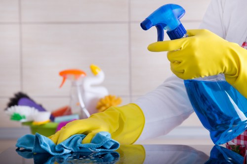 Safe and professional carpet cleaning team at work
